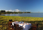 Glorious bush breakfast on the shores of Lake Nzerakara