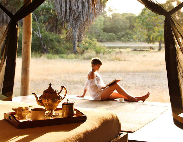 On the shores of Lake Nzerakera our tents offer fantastic game viewing from the veranda