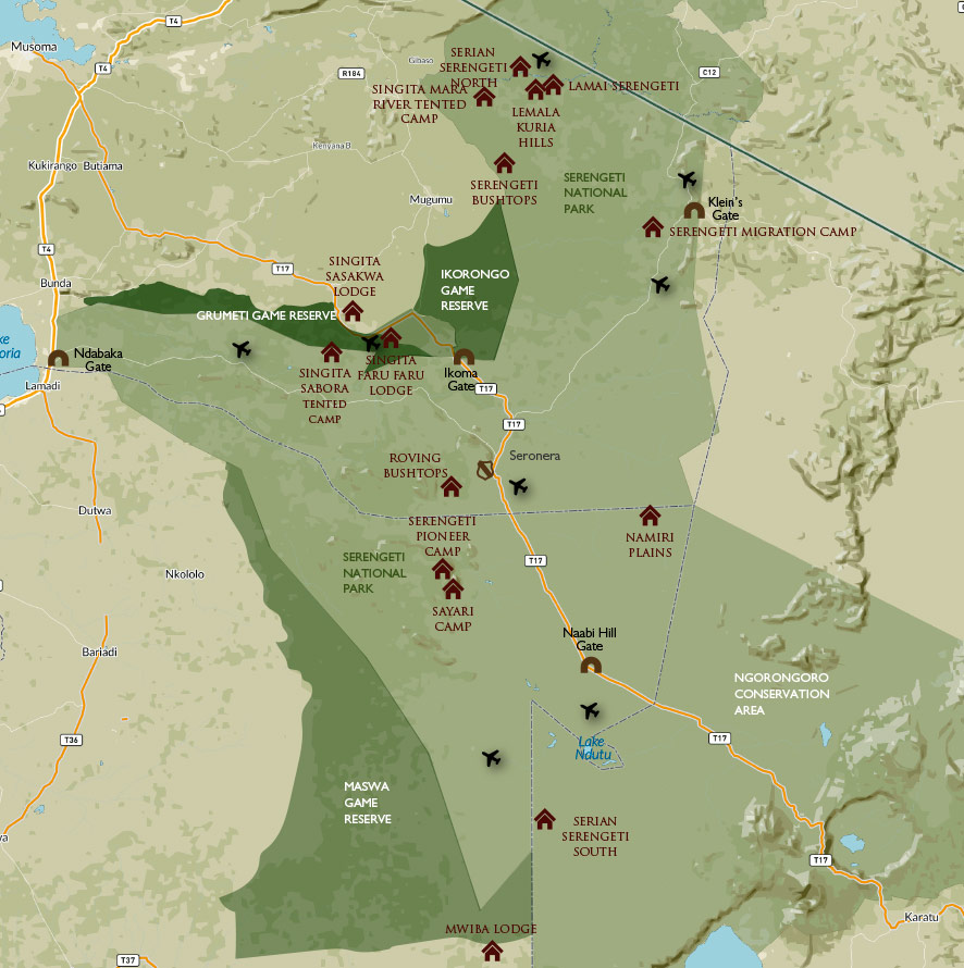 Serengeti & Grumeti Reserve map